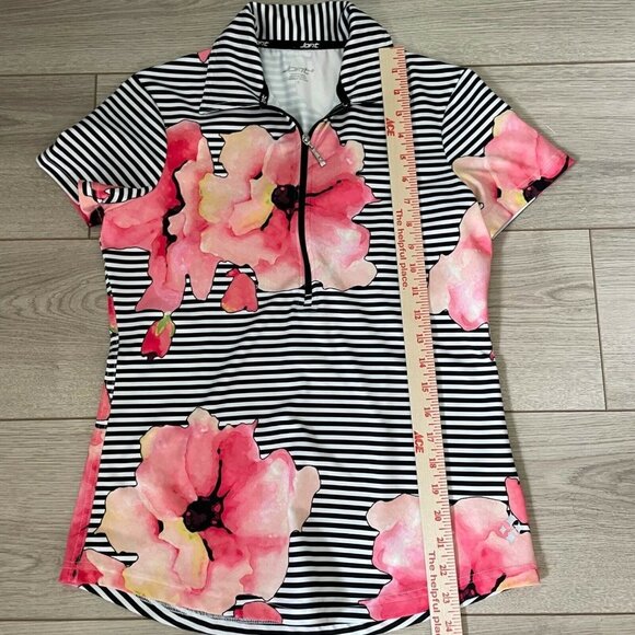 JOFIT $86 Black & White Floral 1/4 Zip Activewear Athletic Stretch Top Size XS - Picture 6 of 6